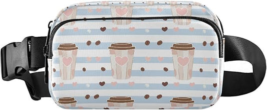 Kawaii Coffee Beans Fanny Pack for Women Men Water Resistant Fashion Waist Packs with Adjustable Strap Belt Bag for Travel Workout Jogging Hiking 21219214