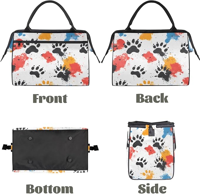Cartoon Dog Cat Pawprints Overnight Weekender Bag for Women Men Travel Duffel Bags Waterproof Luggage Carry on Sports Yoga Gym Bag