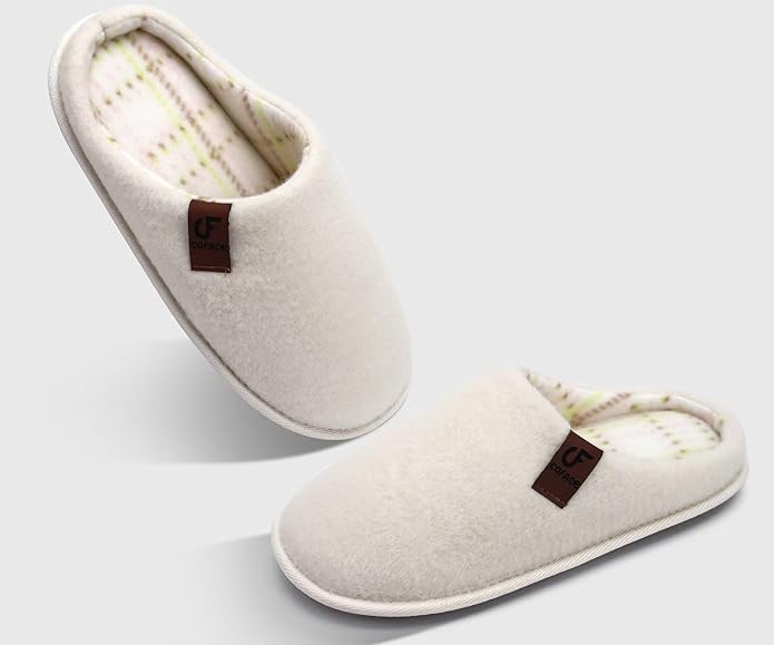COFACE Unisex Mens Womens Cozy Memory Foam Scuff Slippers Casual Slip On Warm House Shoes Indoor/Outdoor Felt Sandal Slippers Size 4-15