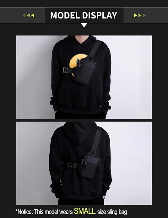 Peicees Mini Anti Theft Crossbody Sling Bag Small Chest Bag Dual Pocket Water Resistant Fanny Pack Running Phone Holder
