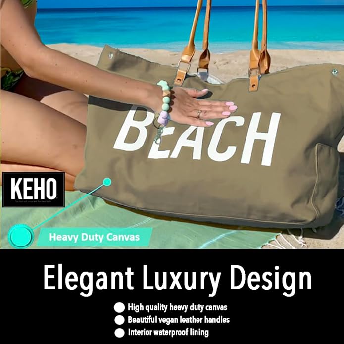 Keho Waterproof Beach Bag with Pockets For Women (Sandproof)