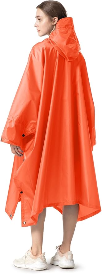 NUUR Rain Poncho for Women Adults Unisex Hooded Zipper Raincoat Waterproof Reusable Hiking Rain Coat with Pockets