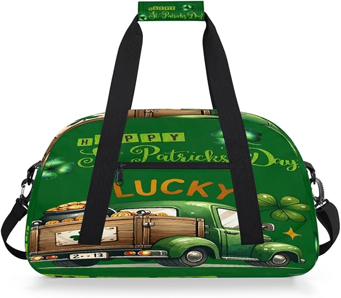 Travel Duffle Bag for travel duffle bag sports Girls Boys Kids St Patrick's Day Truck Lightweight Overnight Sleepover Weekender Bags Small Dance Gym Sport Bag Teens Carry-On Size Workout Bag