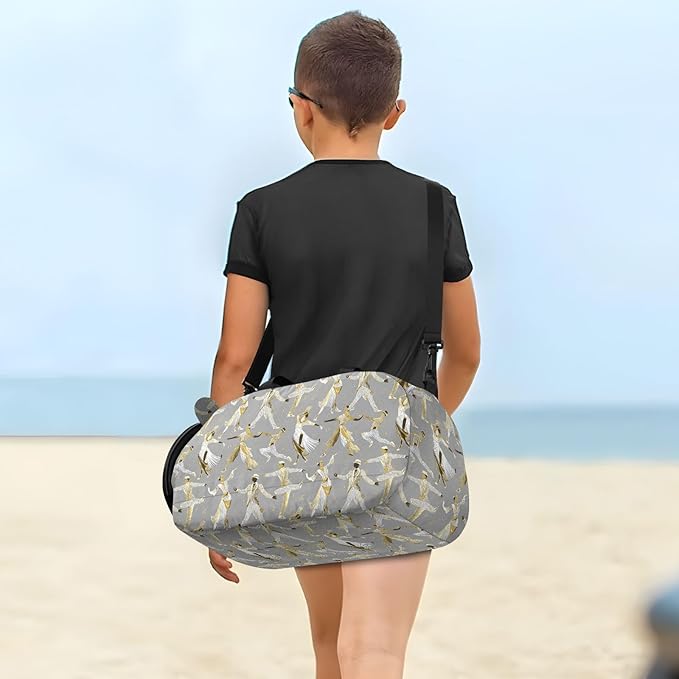 Dancer Gold and Silver Gym Duffel Bag with Shoes Compartment Multifunctional Overnight Bag for Boys and Girls bolsa de viaje para mujer