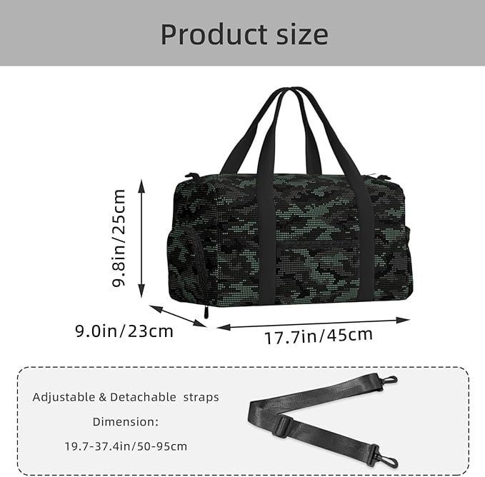 Abstract Dots Camouflage Sports Gym Bag For Men Women Travel Duffel Bag With Shoe Compartment Water Resistant Gym Bag Carry On Duffel Bag For Yoga Gym Sports Weekend Traveling