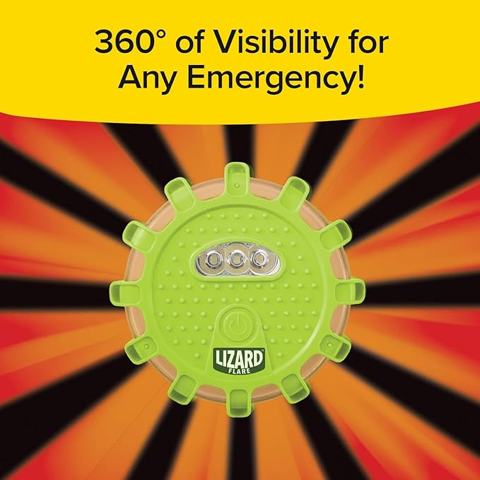 Flameless Roadside Emergency Light, AS-SEEN-ON-TV, 360° of Visibility, 9 Safety Modes with 15 High-Intensity LEDs, Magnet Sticks to Car, Hook to Hang or Stand, Built-in Flashlight