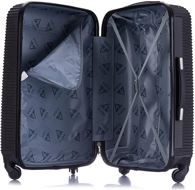 InUSA ROYAL Hardside Luggage with Ergonomic Handles | Spacious Travel Suitcase with Four Spinner Wheels and Studs | 20 Inch Hardside Carry-On Spinner Luggage | Black