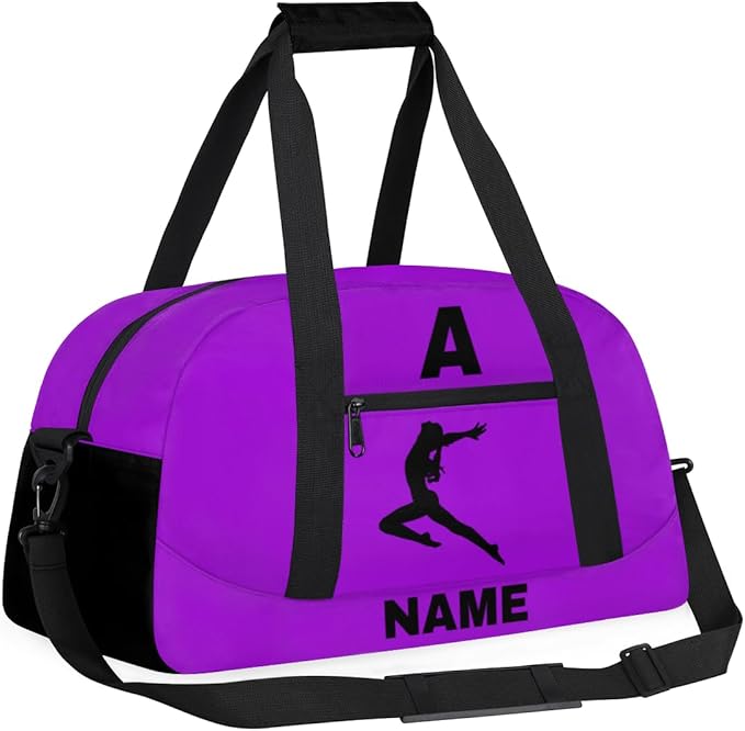 Personalize-Kids-Sports-Duffel-Bags With Custom Name Text Carry-On Overnight Travel Gym Lightweight Dance Pattern Sports Bags For Girls Boys Kids,Lilac 3