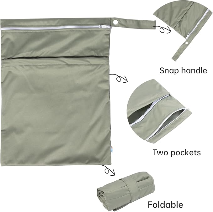 Wet Dry Bag for Swimsuit Two Zipper Pockets Travel Beach Pool Reusable Waterproof Yoga Gym Bag for Baby Cloth Diaper Swimsuits Wet Clothes 3 Pack Grey,Black Stripe