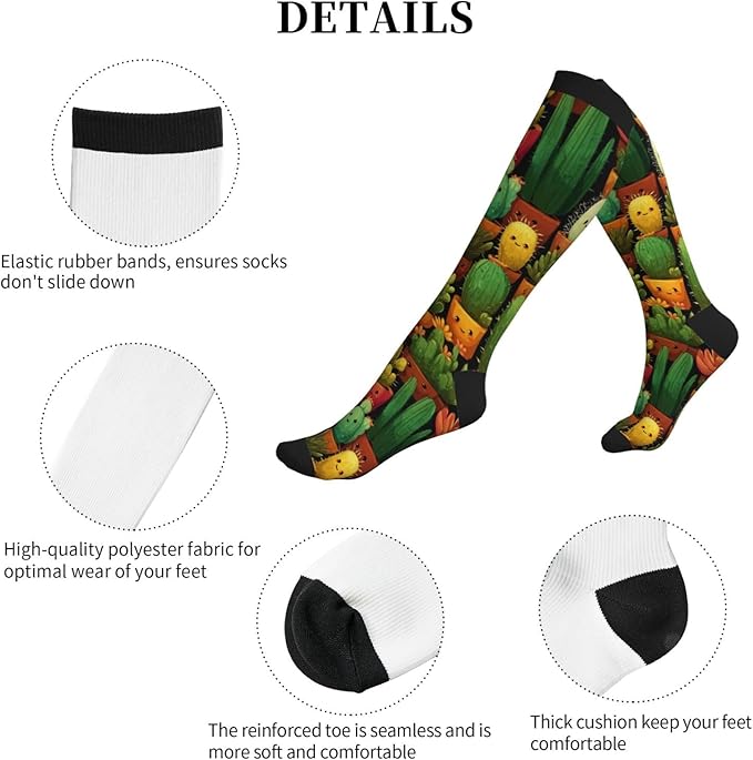 Compression Socks Knee High Circulation Support Socks For Women Men Athletic Running Work Hiking Cycling Travel