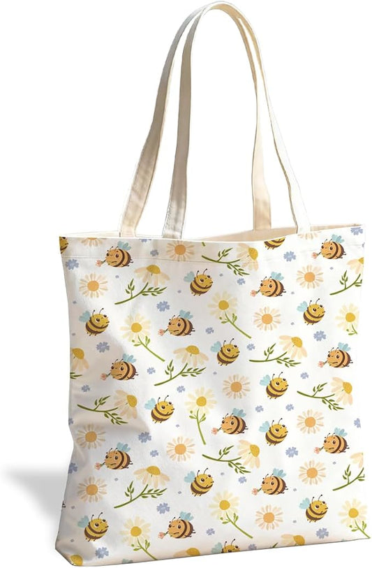 Canvas Tote Bag for Women, Vintage Print Handbag, Aesthetic Shopping Bag for Work Travel Beach, Everyday Shoulder Tote