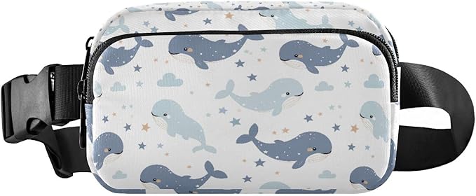 Kawaii Baby Whales Fanny Pack for Women Men Water Resistant Fashion Waist Packs with Adjustable Strap Belt Bag for Travel Workout Jogging Hiking 21219029