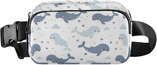 Kawaii Baby Whales Fanny Pack for Women Men Water Resistant Fashion Waist Packs with Adjustable Strap Belt Bag for Travel Workout Jogging Hiking 21219029