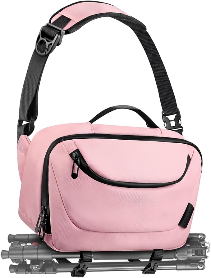 Camera Sling Bag,Waterproof Camera Case with Tripod Holder,Lightweight DSLR/SLR/Mirrorless Camera Bags Crossbody for photographers-Pink