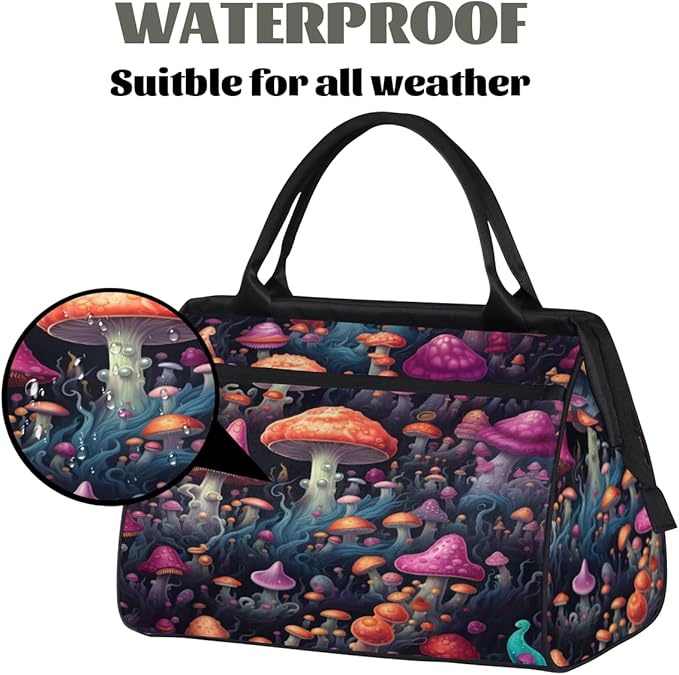 Boho Mushroom Overnight Weekender Bag for Women Men Travel Duffel Bags Waterproof Luggage Carry on Sports Yoga Gym Bag