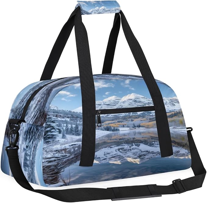 Travel Duffle Bag for travel duffle bag sports Girls Boys Kids Lake Snow Mountain Lightweight Overnight Sleepover Weekender Bags Small Dance Gym Sport Bag Teens Carry-On Size Workout Bag