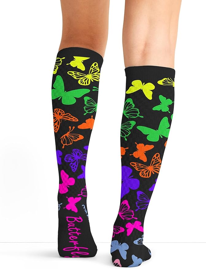 Cherokee Women's 10-15mmHg Compression Socks – Fun Print Knee Highs with Light Support, Soft Feel - PRINTSUPPORT