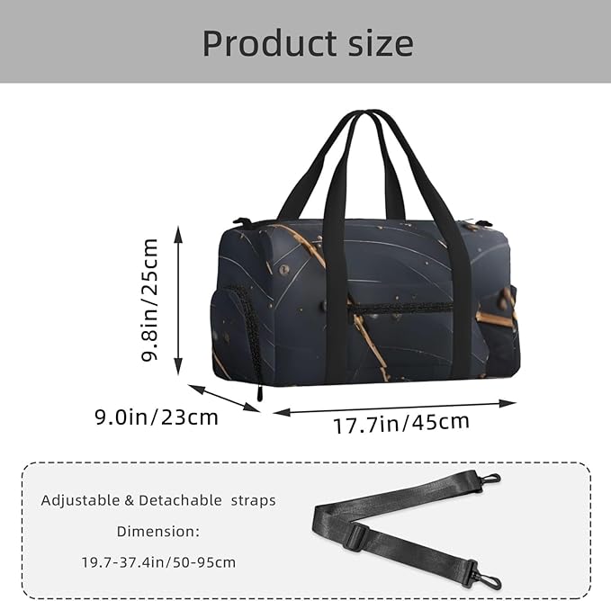 Enchanted Plant Leaves Print Gym Bag with Shoe Compartment for Women Men, 17.7in Sports Duffle Weekender Tote, Overnight Travel Duffel Bag Carry On