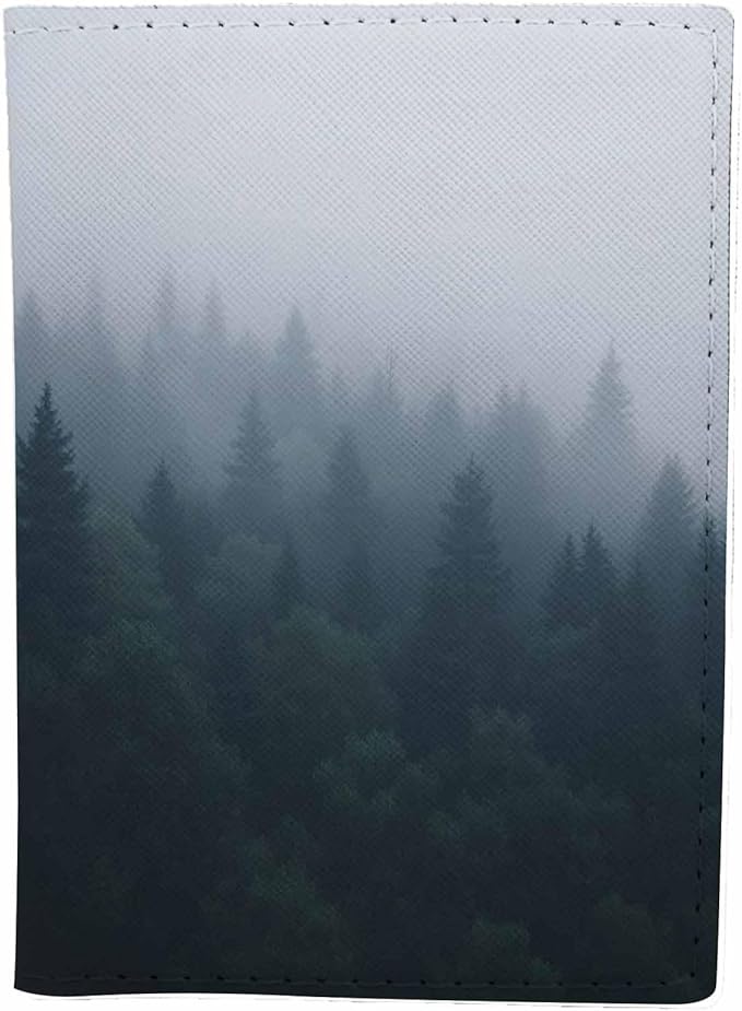 Trees Passport Holder for Travel Fog Woodland Jungle PU Leather Passport Cover Wallet Cute Passport Card Holder for Women and Men