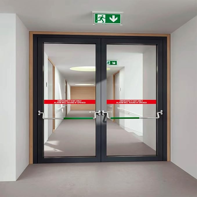 6 Pack Emergency Exit Only Alarm Will Sound If Door Is Opened Sign Sticker, Warning Safety Sign Waterproof Vinyl Label for Restaurant, Factory, Warehouse, Laboratory, Shopping Mall(24"x2")