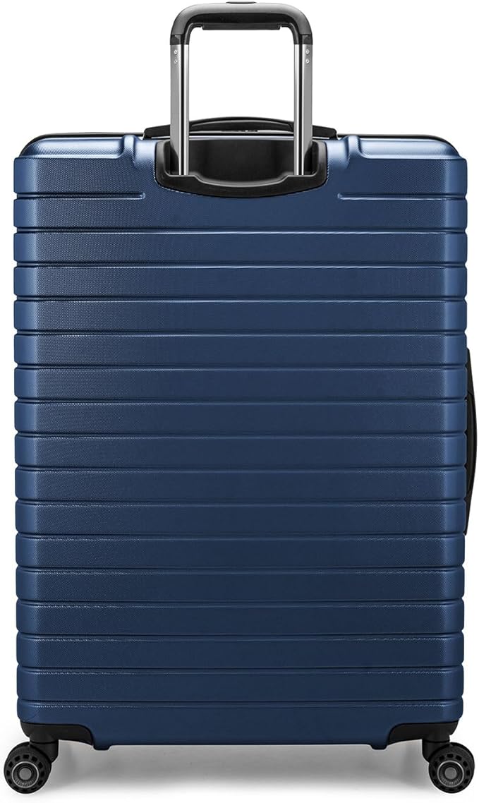 Traveler's Choice Archer Polycarbonate Hardside Spinner Luggage Set,Tie Down Straps, Blue, Checked 29-Inch
