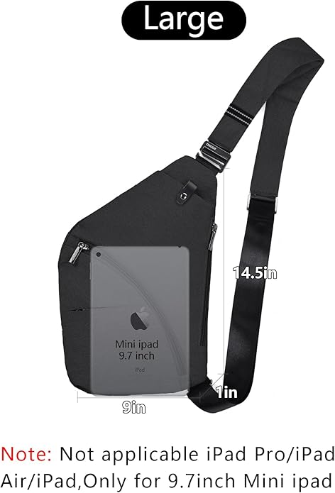Crossbody Sling Bag, Water-Resistant Anti Theft Chest Pack, Minimalist Commuter Daypack for Travel Hiking Work