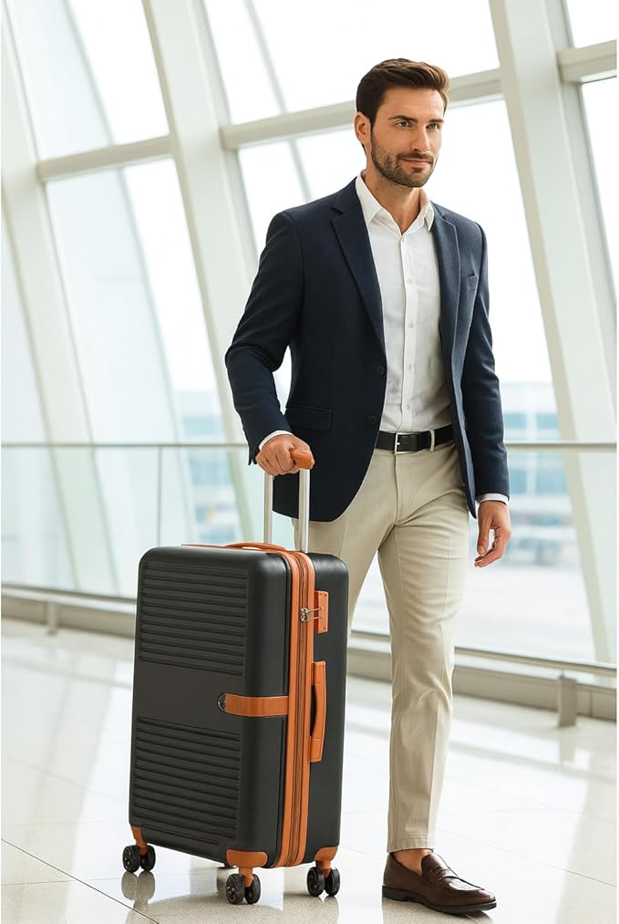 World Traveler Garland Lightweight Hardside 24-Inch Expandable Spinner Luggage with TSA Lock - Black