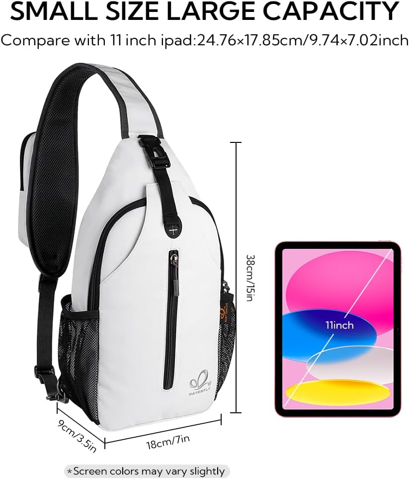 WATERFLY Crossbody Sling Backpack Sling Bag Travel Hiking Chest Bag Daypack