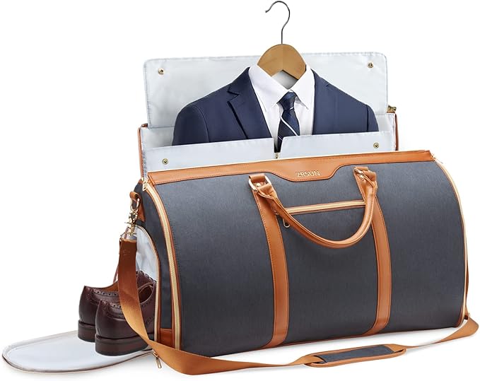 Convertible Garment Bag with Shoulder Strap, Carry on Garment Duffel Bag for Men Women,Waterproof & Wrinkle-Free Suit Carrier for Business Trips & Weekend Getaways, Foldable & Lightweight