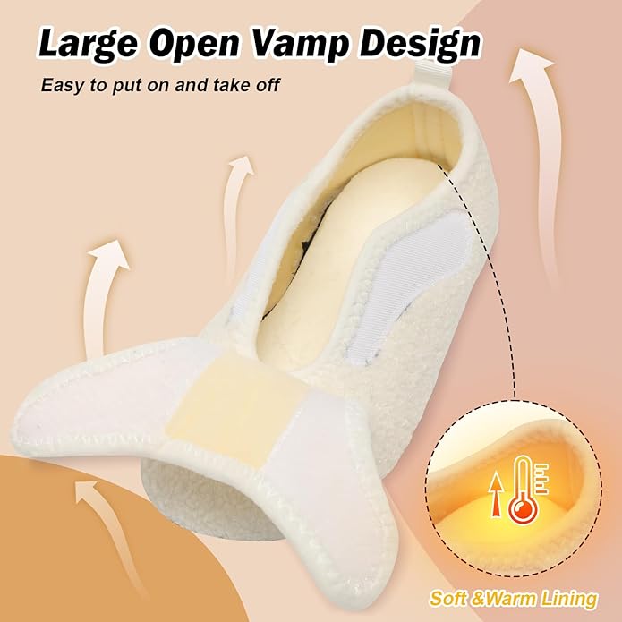 BARERUN Slippers for Women Men Wide House Diabetic Shoes for Women Men Warm Arthritis Edema Swollen Neuropathy Socks Slip on Adjustable Fuzzy Comfy Soft Womens Mens Bedroom Sliipers