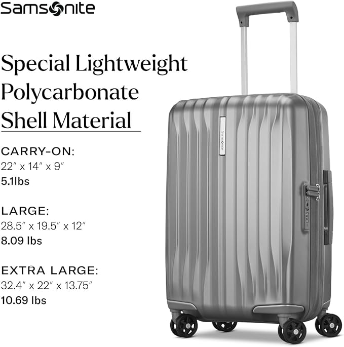 Samsonite UpLIFT Large Checked Hardside Luggage with Spinner Wheels - Airline-Approved, TSA Lock, Adjustable Handle System - Polycarbonate Hard Suitcase for Ultra Lightweight Travel - Silver Shimmer