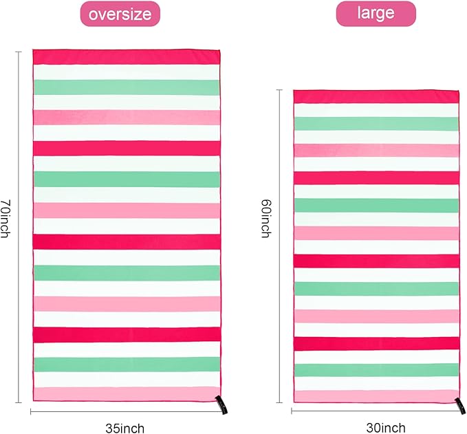 Exclusivo Mezcla Microfiber Quick Dry Beach Towel, Oversized Lightweight Sandfree Pool Towel for Swimming Camping Travel with Bag (Pink, 35x70 Inches)