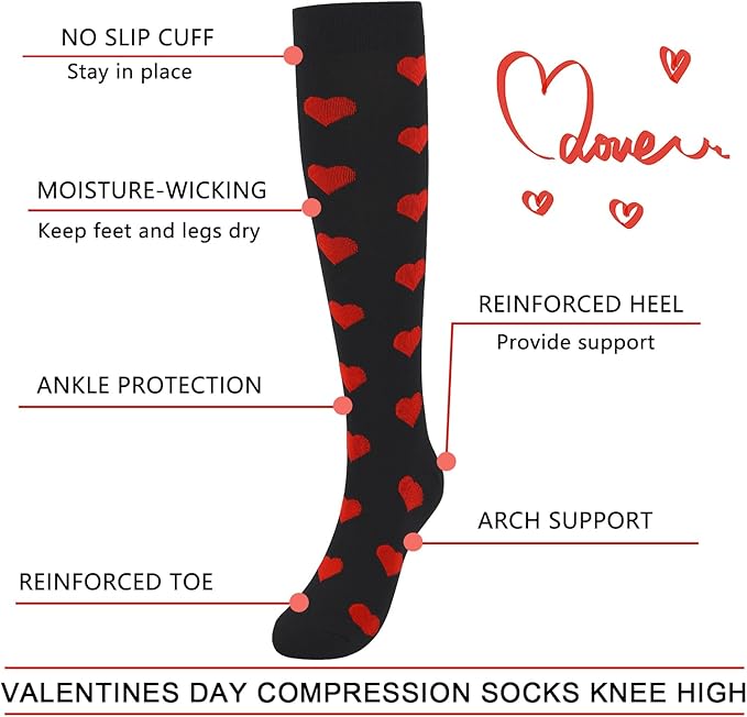 Junely Compression Socks for Women Knee High Socks for Running Nurses Pregnant Women Work Support Travel Flight Sports
