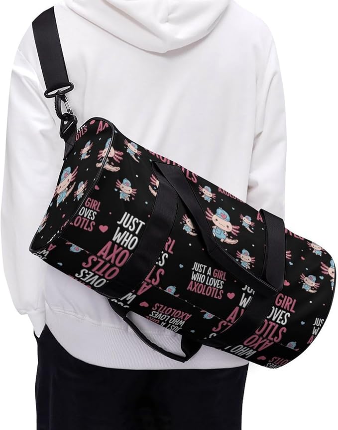 Weekender Carry on Beach Yoga Bag Sport Gym Fitness Tote Overnight Weekender Travel Bags for Men Women (Just Girl Who Loves Axolotls)