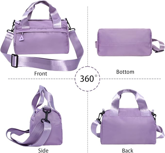 Mini Black Gym Bag Sport Bag Adjustable Small Duffle Bag Detachable Strap Gym Tote For Women Small Duffle Bag (Purple)