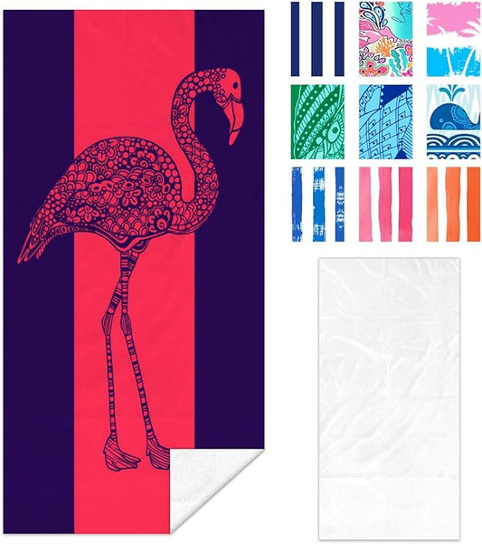 Flamingo Beach Towel - 35x70 Inch Fast Dry Microfiber Towel, Lightweight & Versatile for Beach, Pool, Yoga, Travel, Ideal as Beach Blanket & Vacation Essential