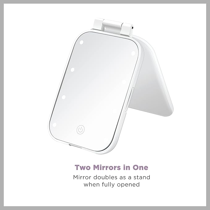 Conair Lighted Makeup Mirror, LED Vanity Mirror, 1X/3X Magnifying Mirror, Compact Travel Mirror, Battery Operated in White