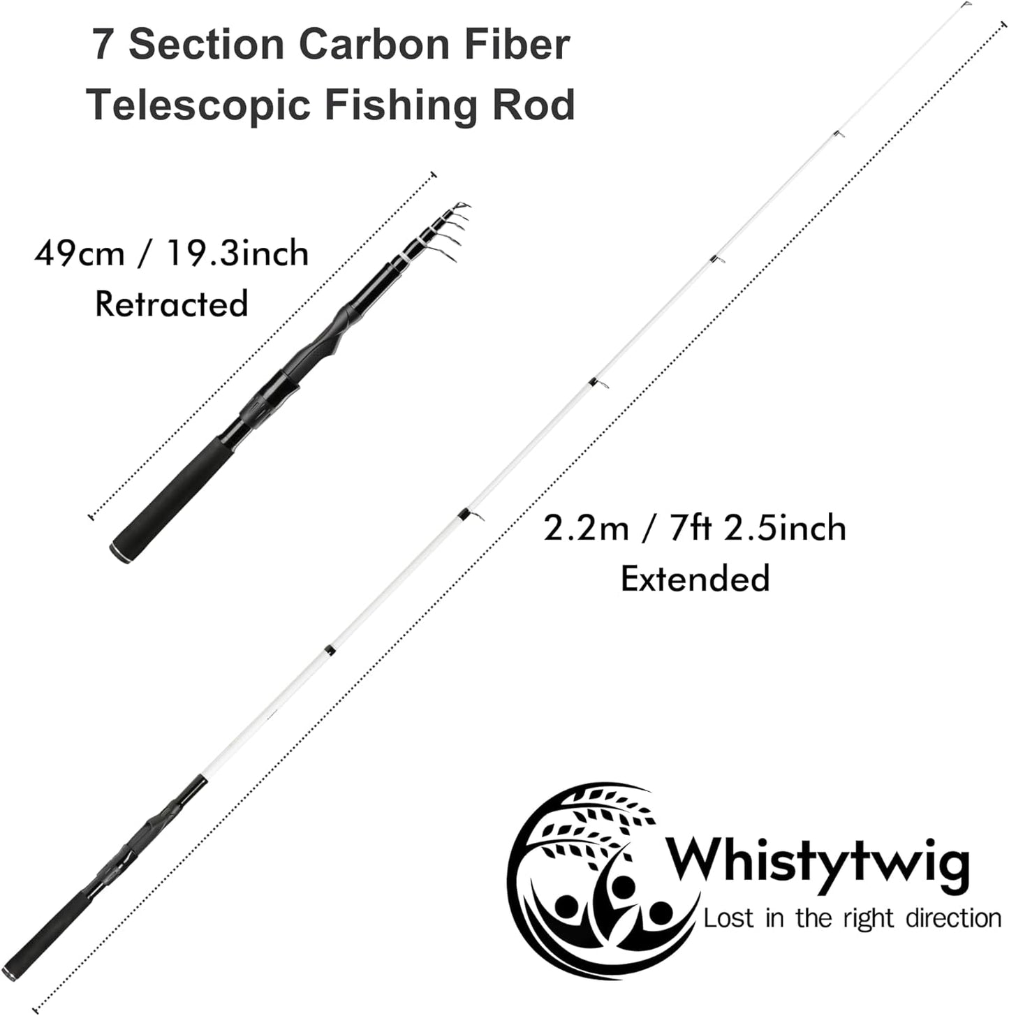 Whistytwig Telescopic Fishing Rod - Versatile Retractable Telescoping Fishing Pole, Collapsible Fishing Rod, Ideal Travel Rod