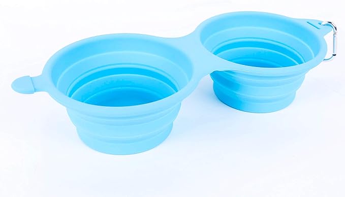 Bark Brite Collapsible Double Dog Bowl Made with Food Grade Silicone