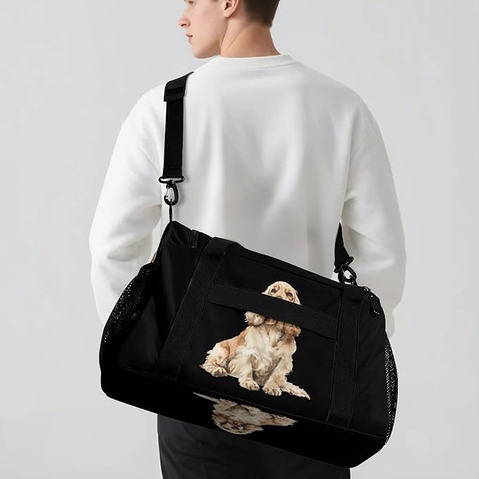 Cocker Spaniel Dog Duffle Bag Gym Bag for Workout Travel Tote with Detachable Straps