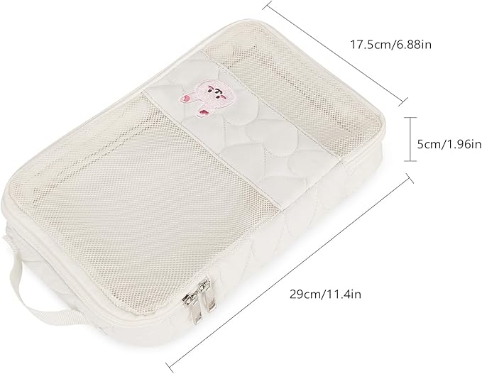 Baby Diaper Bag Organizer Pouches - 2 Pack Waterproof Pod Hanging Diaper Bag Cute Rabbit Bear Mesh Bag Reusable, Washable or Baby Cloth Diapers (Rabbit)