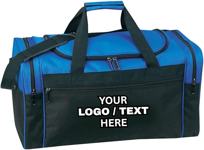 Custom Logo/Text Duffel Bag - Gym Travel Bag – Small & Large Sizes – Sports, Overnight, Team Bag with Shoulder Strap