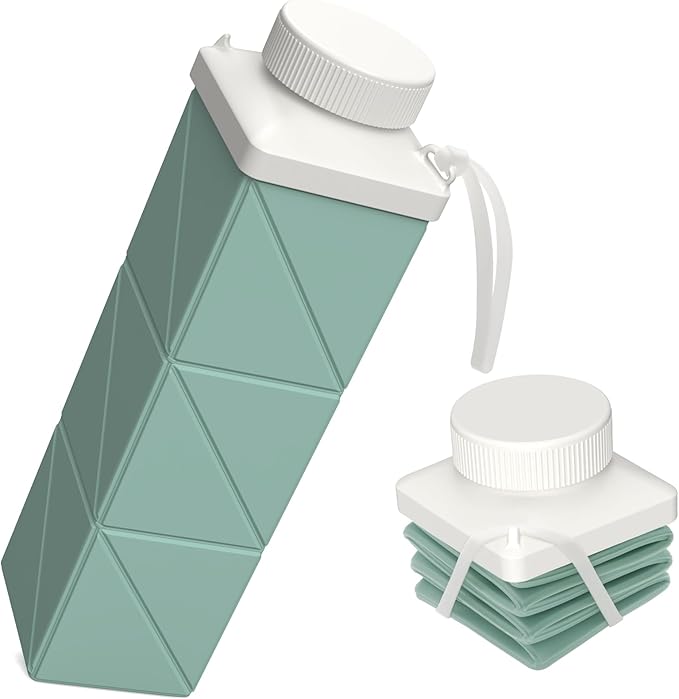 Collapsible Water Bottles 24.3oz, Foldable Travel Water Bottle, Portable & Lightweight, Leakproof & Reusable for Traveling Camping Hiking Yoga Sports Outdoor School Office, 1 Pack, Green