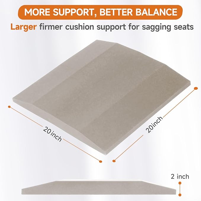 20"x20"Couch Cushion Support for Sagging Seat, Trapezoid 40D High Density Foam Couch,Sofa Cushion Support Replacement for Furniture Sagging, Grey(2PCS)