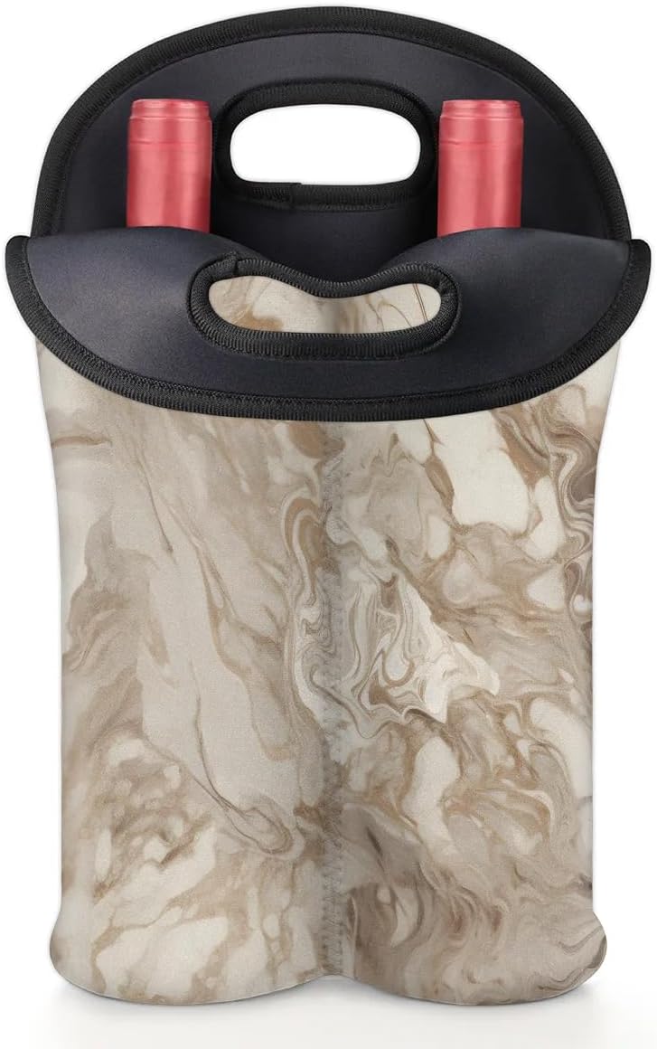 Wine Carrier Tote Personalized Bag for 2 Bottles - Neoprene Wine Bottle Holder with Carry Handle, Wine Protective Bag Insulated Bag Beer Cans Water Bottle Holder for Travel Picnic,Style1