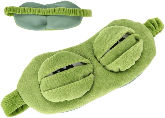 Shinywear Cute Rabbit Sleeping Eye Mask Plush Blindfold Travel Sleep Masks Super Soft Funny Eye Cover for Kids Girls and Adult (Green Frog)