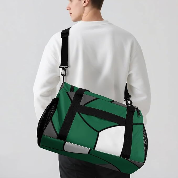 Custom Volleyball Green Duffel Bag with Name Personalized Travel Bags Sport Gym Bag Carry On Weekender Bags for Men Women