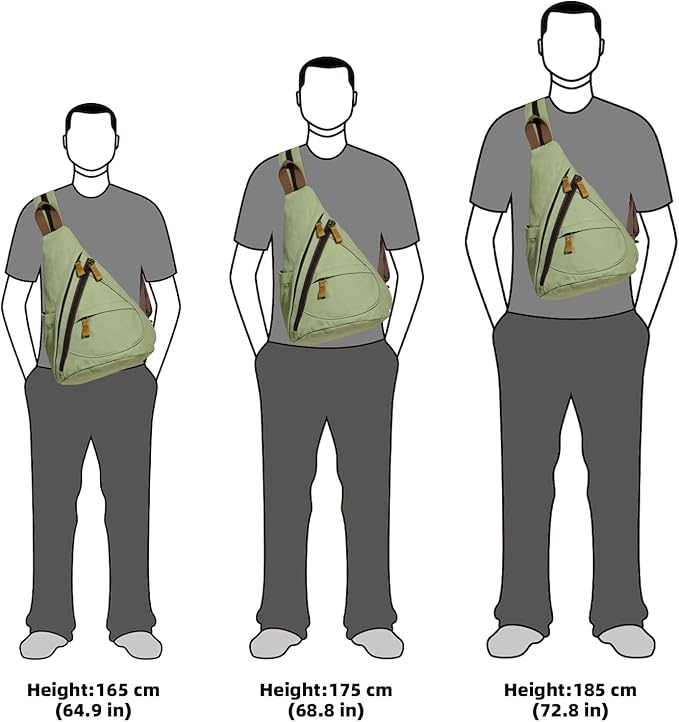 KL928 Canvas Sling Bag - Small Crossbody Backpack Shoulder Casual Daypack Rucksack for Men Women(MatchaGreen)
