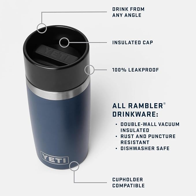 YETI Rambler 12 oz Travel Bottle, Stainless Steel, Vacuum Insulated with Leakproof Commuter Cap, Cherry Blossom