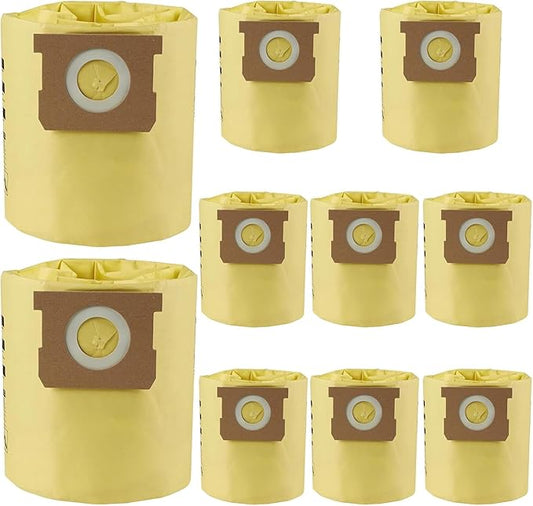 10 Pack 91964 Double Layer High Efficiency Replacement Filter Bags 9196400 9196433 for Shop-Vac 4 Gallon Wet/Dry Vacs, Type D Vacuum Bags